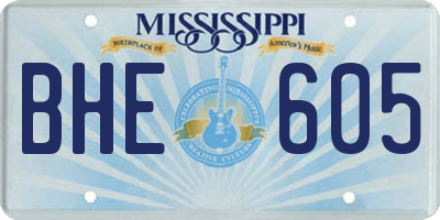 MS license plate BHE605