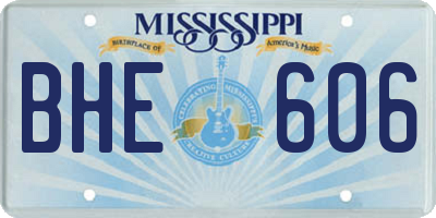 MS license plate BHE606