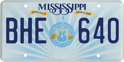 MS license plate BHE640