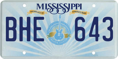 MS license plate BHE643