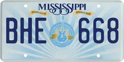 MS license plate BHE668