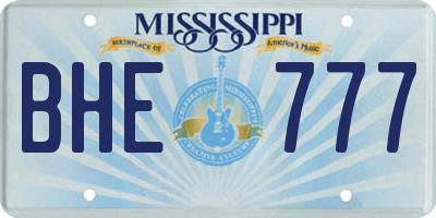 MS license plate BHE777
