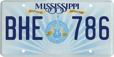 MS license plate BHE786