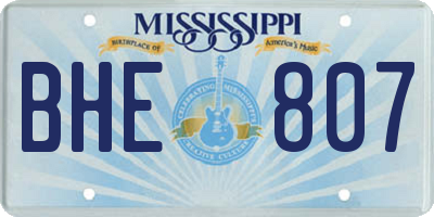 MS license plate BHE807
