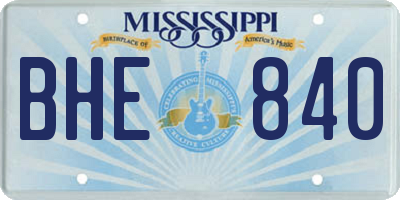 MS license plate BHE840