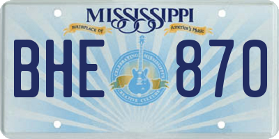 MS license plate BHE870