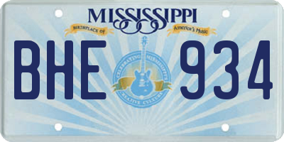 MS license plate BHE934