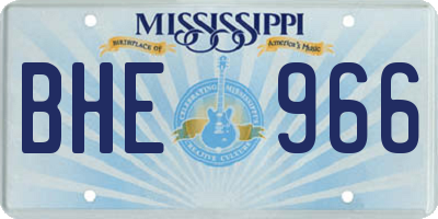 MS license plate BHE966