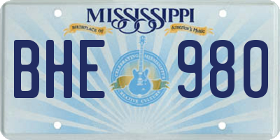 MS license plate BHE980