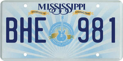 MS license plate BHE981