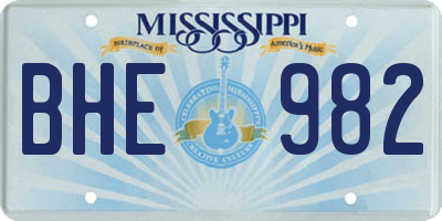 MS license plate BHE982