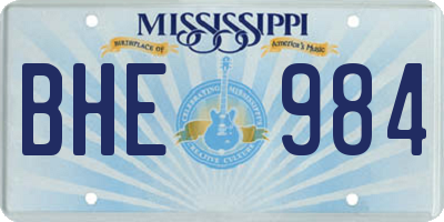 MS license plate BHE984