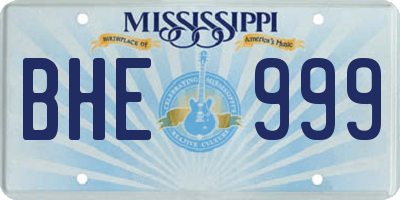 MS license plate BHE999