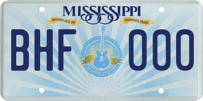MS license plate BHF000