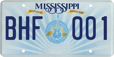 MS license plate BHF001