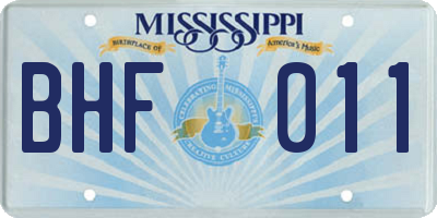 MS license plate BHF011