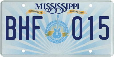 MS license plate BHF015
