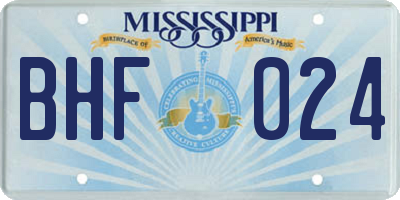 MS license plate BHF024