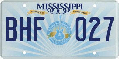 MS license plate BHF027