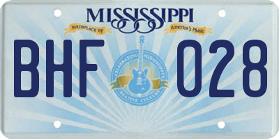 MS license plate BHF028