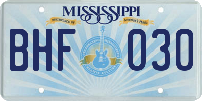 MS license plate BHF030