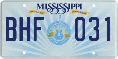 MS license plate BHF031