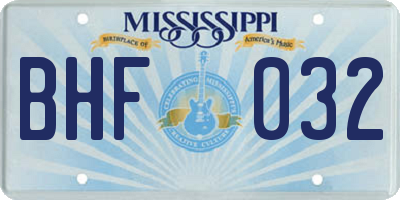 MS license plate BHF032