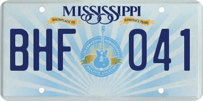 MS license plate BHF041