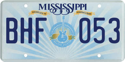 MS license plate BHF053