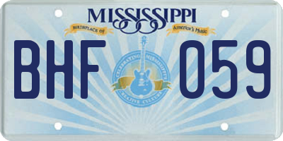 MS license plate BHF059