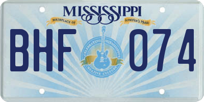MS license plate BHF074