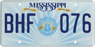 MS license plate BHF076