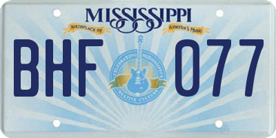 MS license plate BHF077