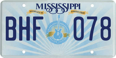 MS license plate BHF078