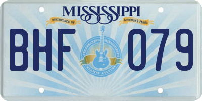 MS license plate BHF079