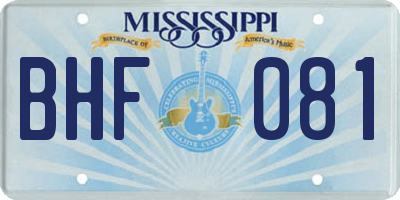 MS license plate BHF081