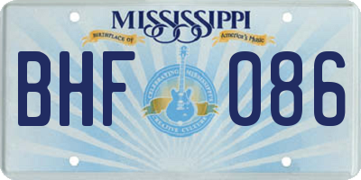 MS license plate BHF086