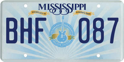 MS license plate BHF087