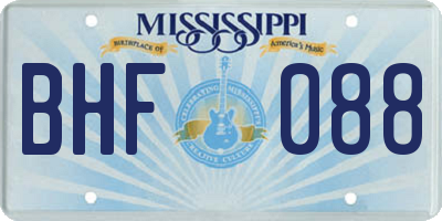 MS license plate BHF088