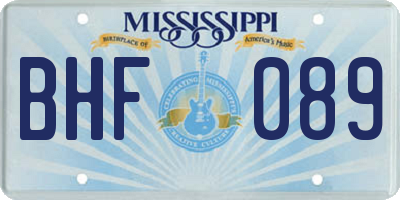 MS license plate BHF089