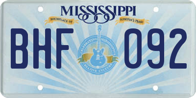 MS license plate BHF092