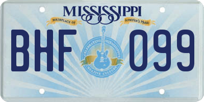 MS license plate BHF099