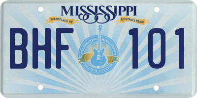 MS license plate BHF101