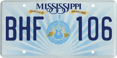 MS license plate BHF106