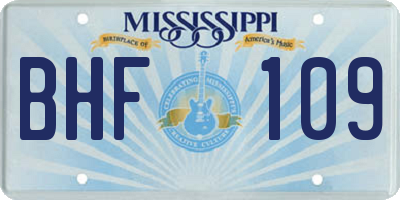 MS license plate BHF109