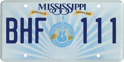 MS license plate BHF111