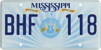 MS license plate BHF118
