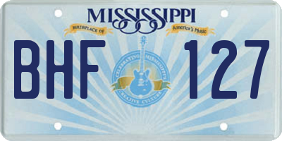 MS license plate BHF127