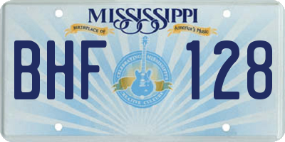 MS license plate BHF128
