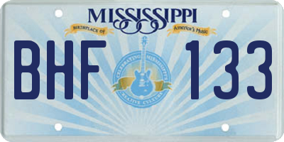 MS license plate BHF133